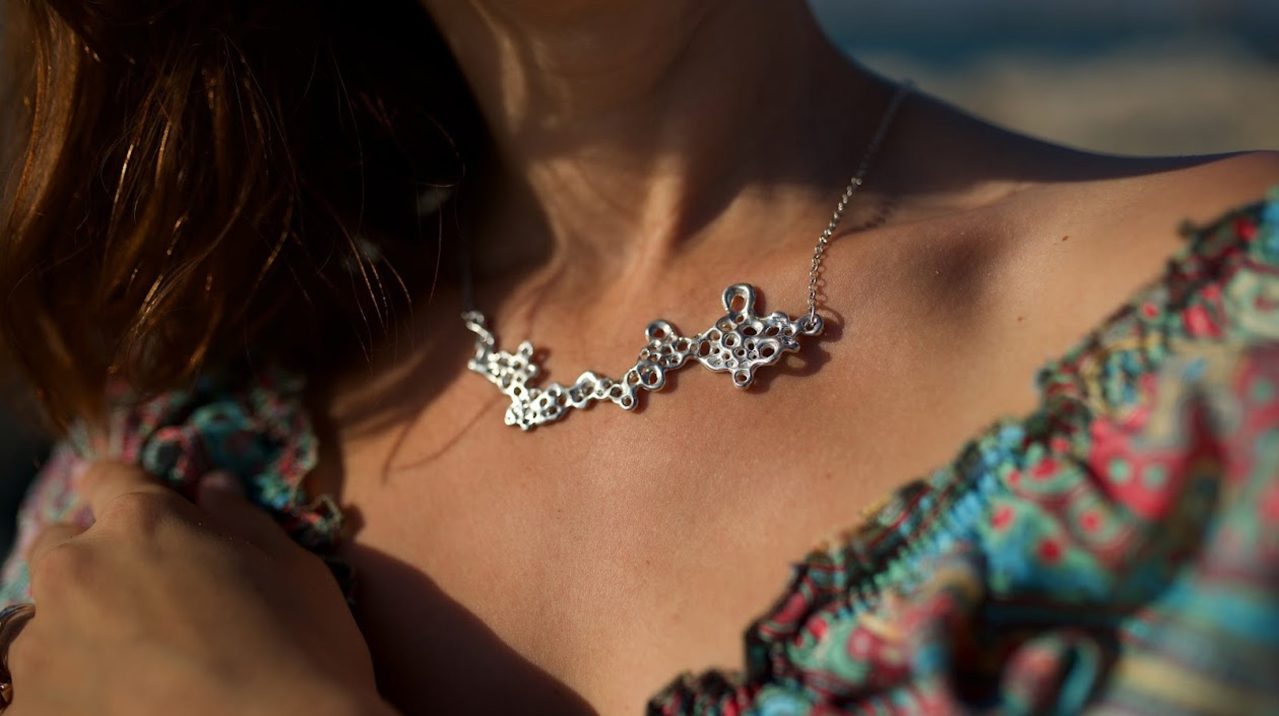 Necklace Silver Organic Statement Naturalesa Jewelry sustainable Mediterranean handcrafted we