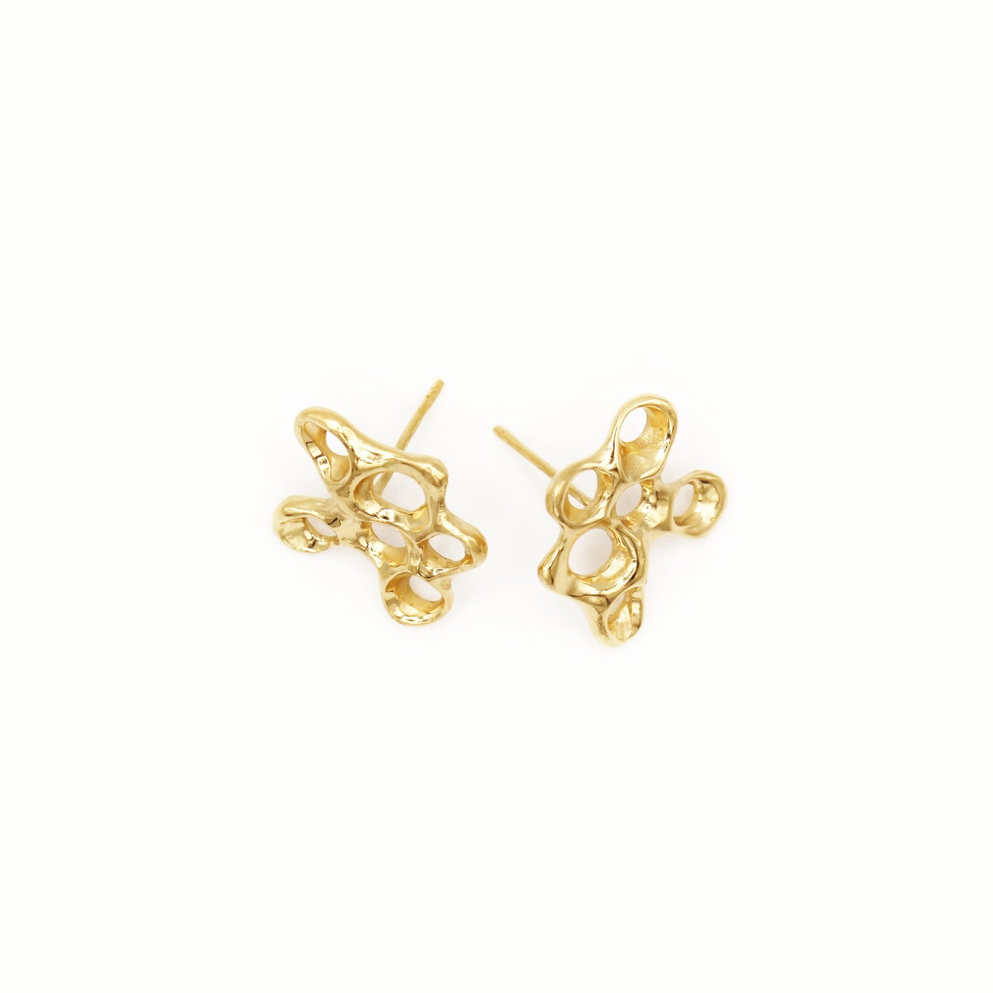 Mediterranean inspired earrings in gold plated silver, symbolic artisan jewelry for resilience