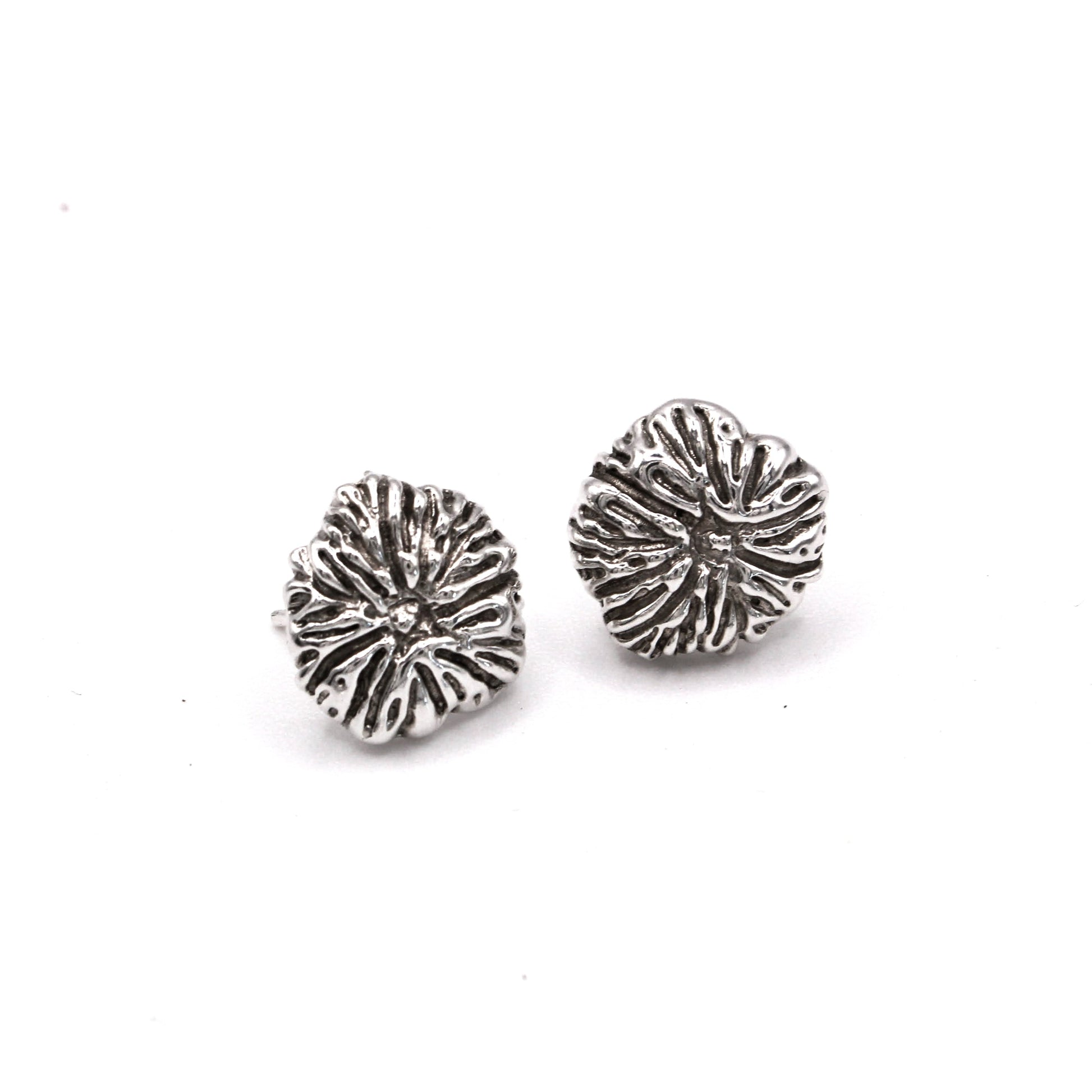Mushroom coral inspired Flow silver earrings, artisan stud design symbolizing movement and resilience.
Pendientes Flow en plata inspirados en coral hongo, diseño artesanal tipo botón que simboliza movimiento y resiliencia.