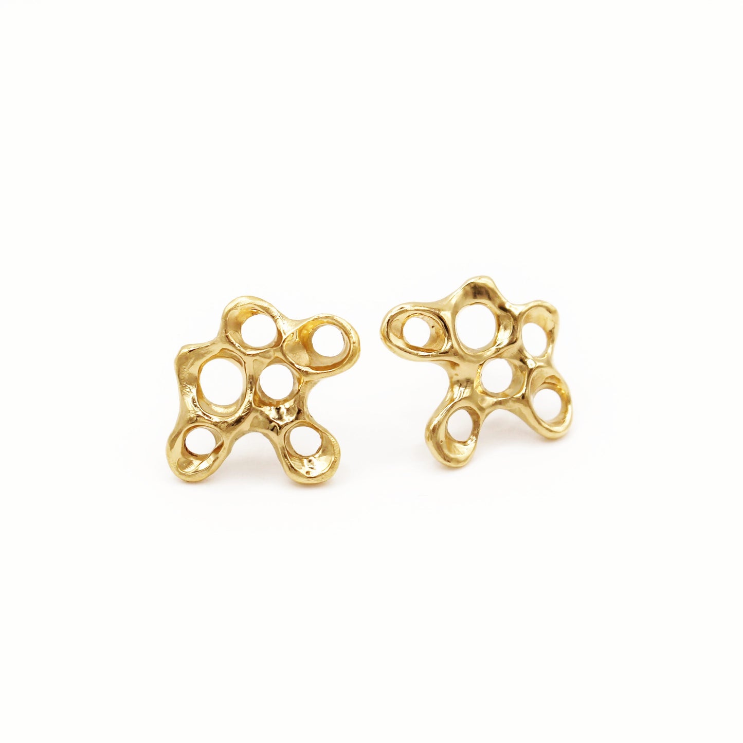 Raíz earrings gold plated (3 micra) over silver, sea inspired artisan jewelry by Naturalesa Jewelry