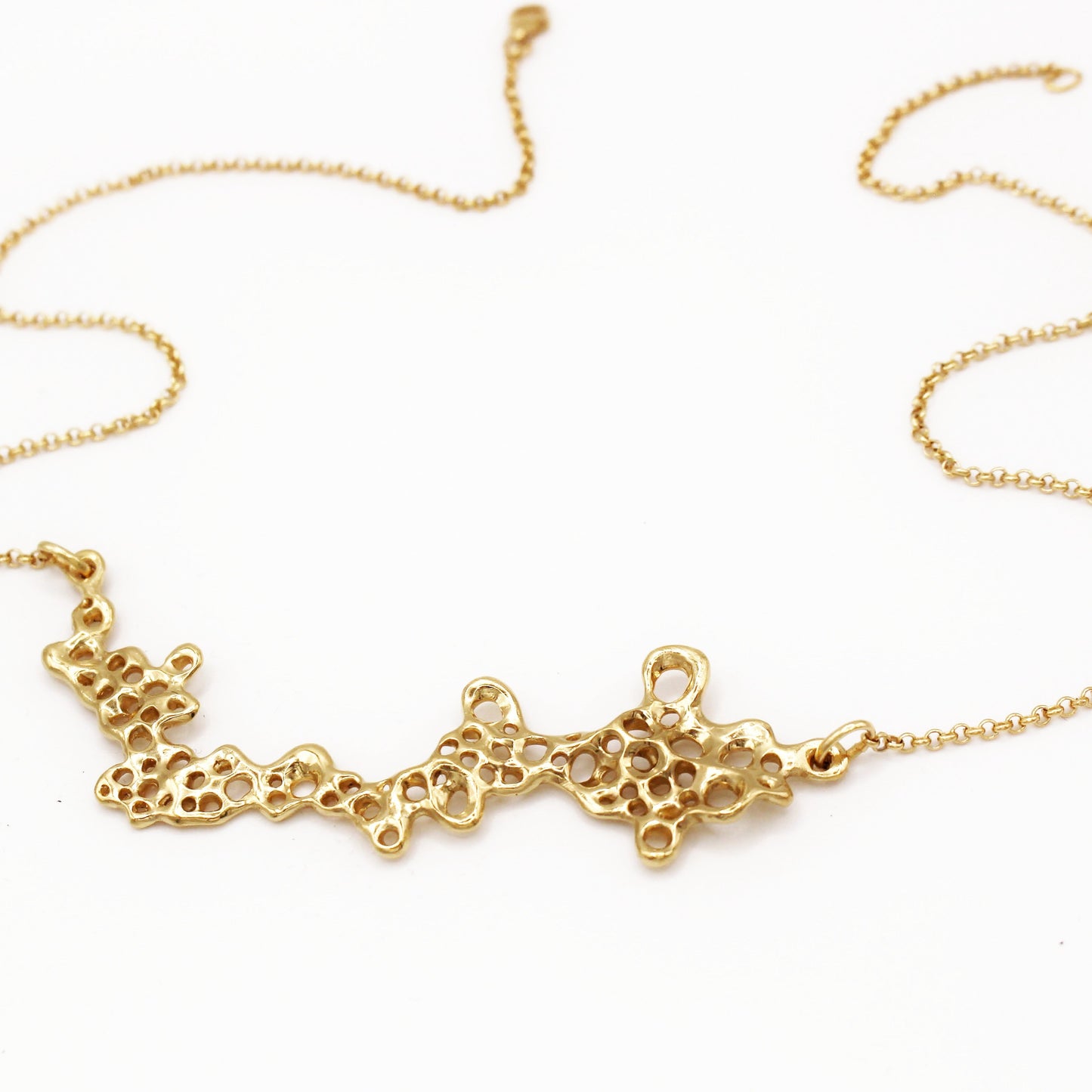 Raíz statement necklace gold plated (3 micra) over silver, sea inspired artisan jewelry by Naturalesa Jewelry