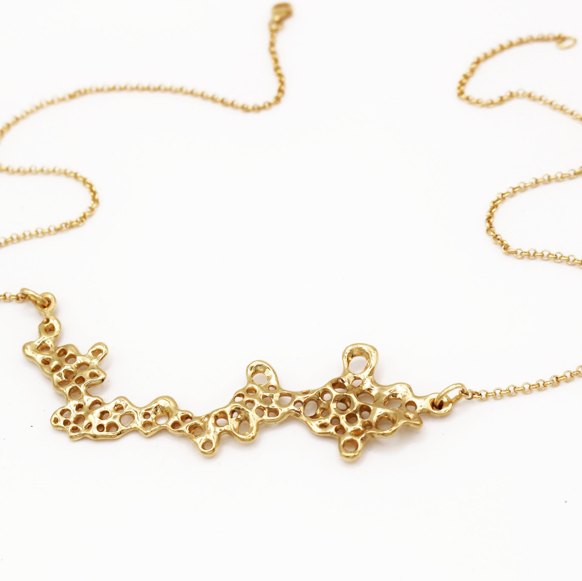 Raíz statement necklace gold plated (3 micra) over silver, sea inspired artisan jewelry by Naturalesa Jewelry