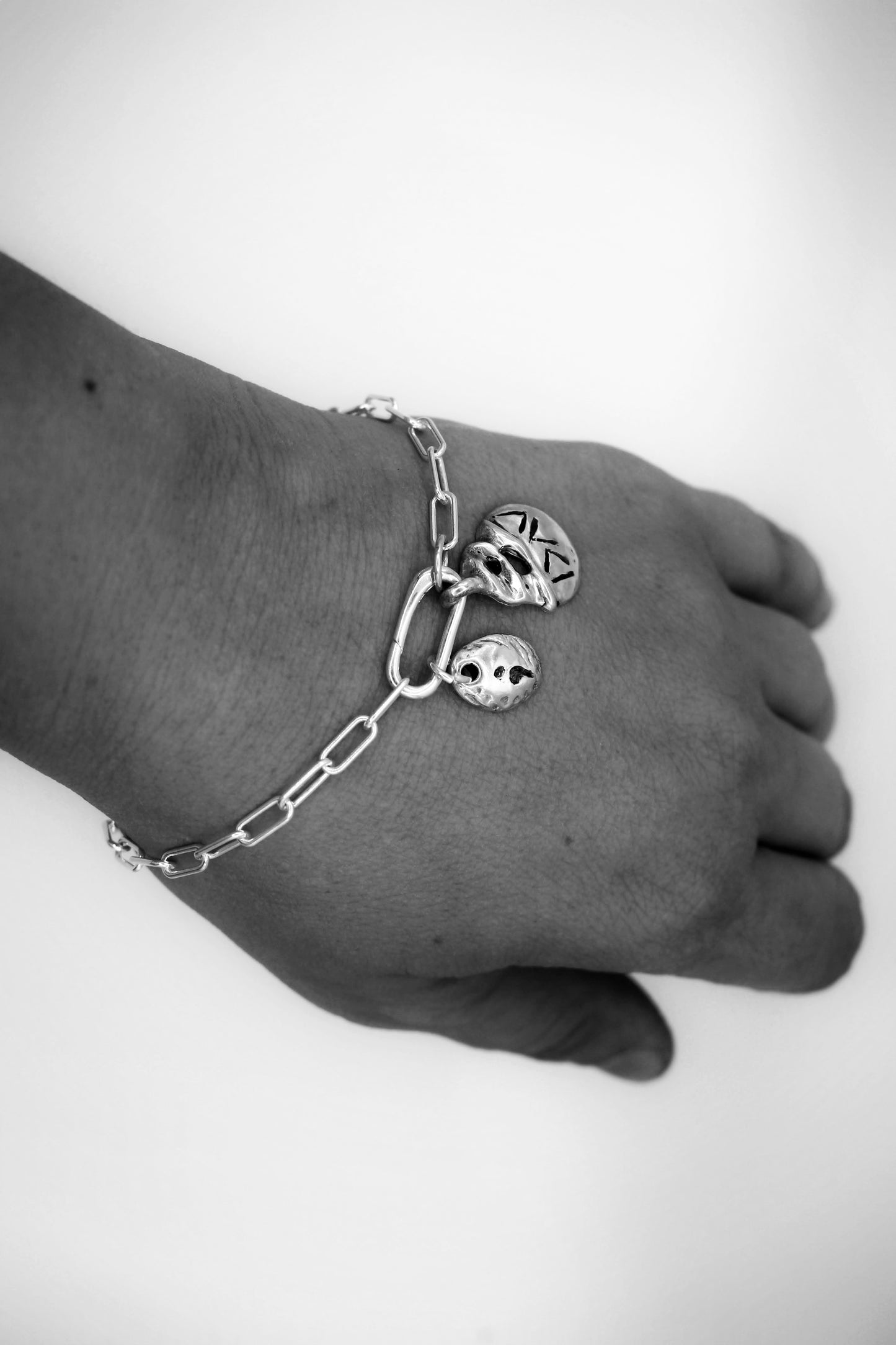 Personalized Silver Bracelet with Two Charms | Engraved Word & Initial Naturalesa