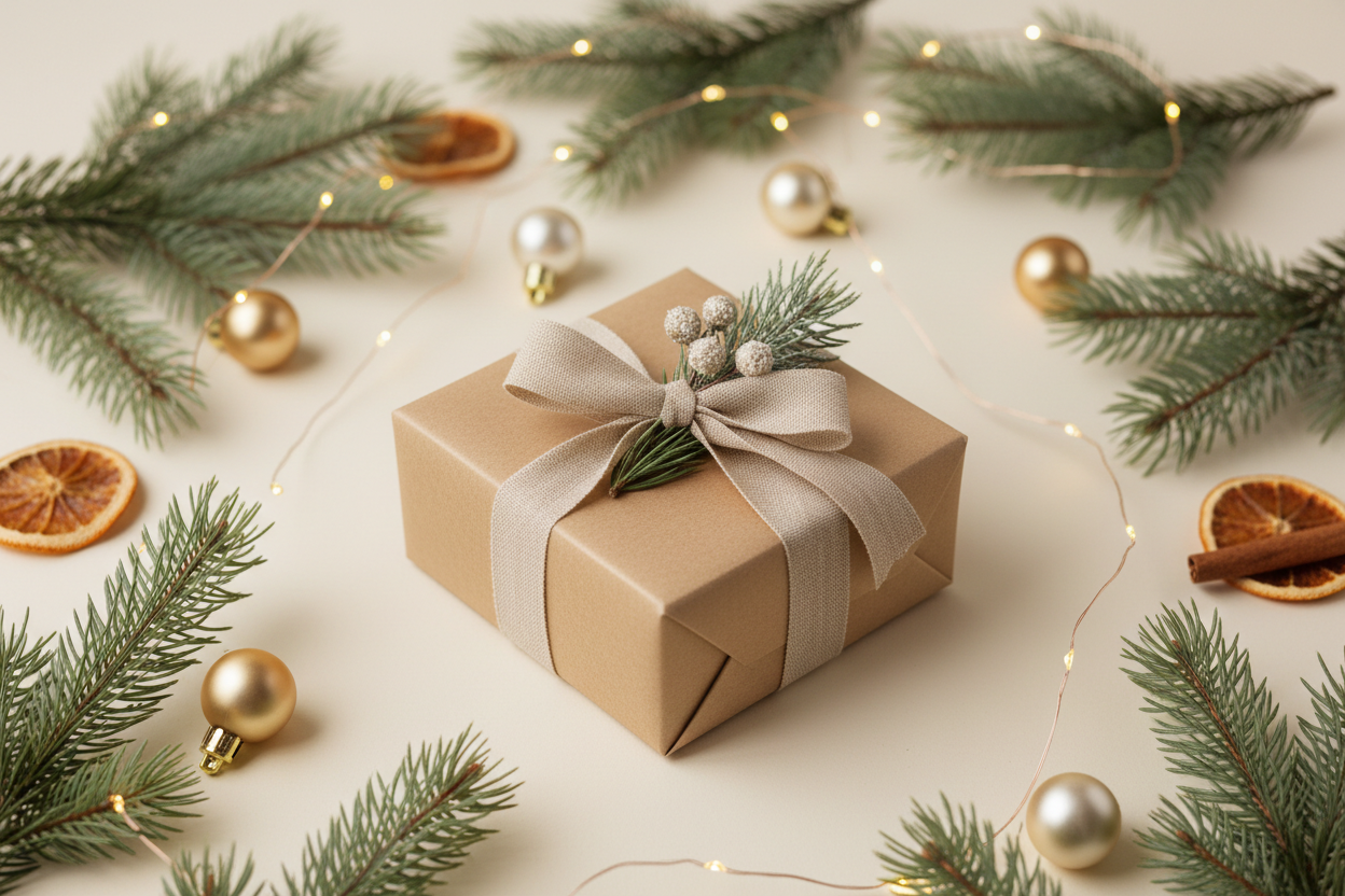 Joya cuidadosamente envuelta para regalo navideño.
Carefully wrapped jewelry for Christmas gifting.