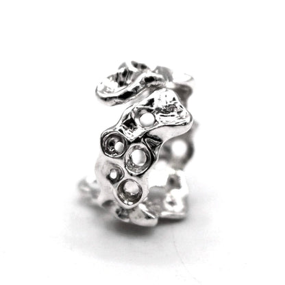 Sculptural wide band sterling silver adjustable ring Mediterranean jewelry