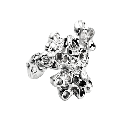 Raíz silver ring inspired by barnacles, sea inspired statement jewelry by Naturalesa Jewelry