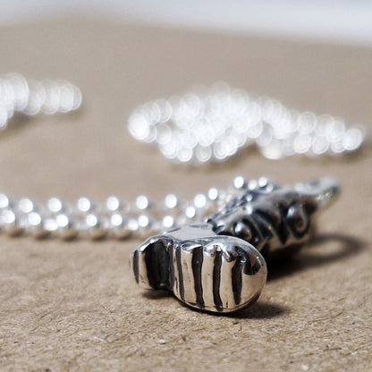 Sterling Silver 925 Beaded Chain Necklace with Solidarity Charm Silver 925 Rain Boot with engraved message Solo el Pueblo Salva al Pueblo