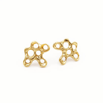 Raíz earrings gold plated (3 micra) over silver, sea inspired artisan jewelry by Naturalesa Jewelry