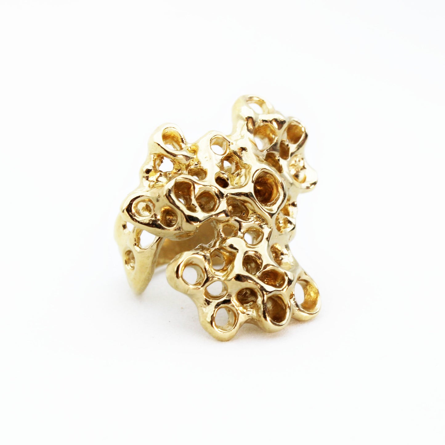 Raíz ring gold plated (3 micra) over silver, sea inspired statement jewelry by Naturalesa Jewelry