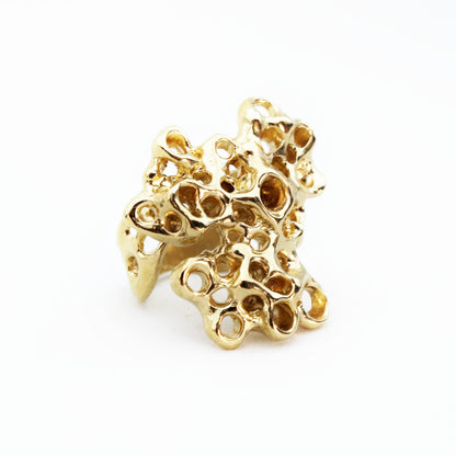 Raíz ring gold plated (3 micra) over silver, sea inspired statement jewelry by Naturalesa Jewelry