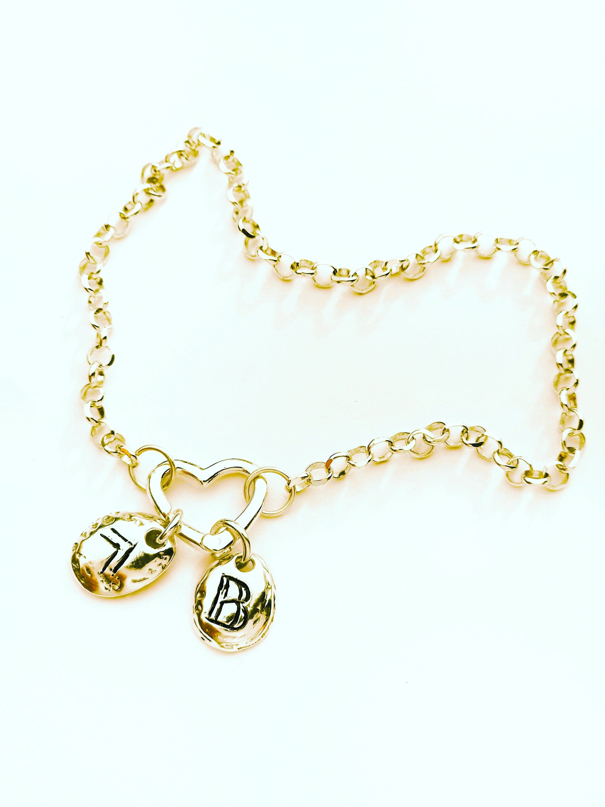 personalized bracelet, initial bracelet, symbolic jewelry, recycled silver bracelet, handmade engraved charm, meaningful gift
