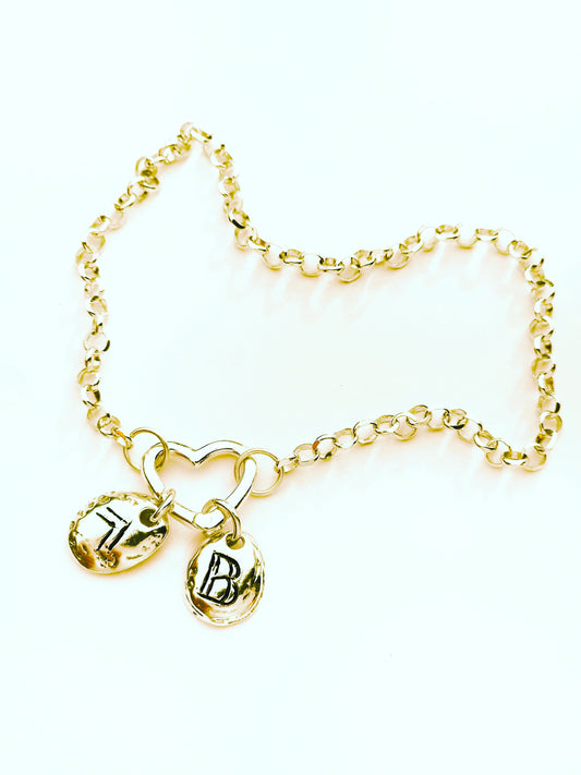 personalized bracelet, initial bracelet, symbolic jewelry, recycled silver bracelet, handmade engraved charm, meaningful gift