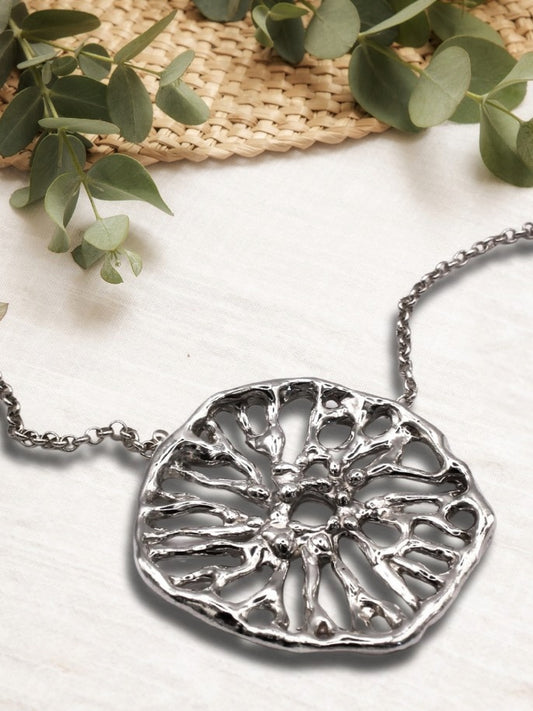 Flow Pendant in recycled sterling silver 925, sea inspired necklace symbolizing change and transformation.