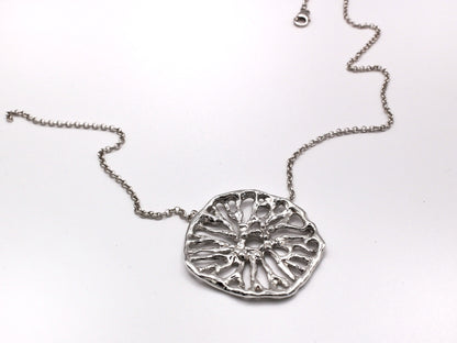 Sculptural Flow Pendant silver necklace inspired by coral artisan Mediterranean jewelry